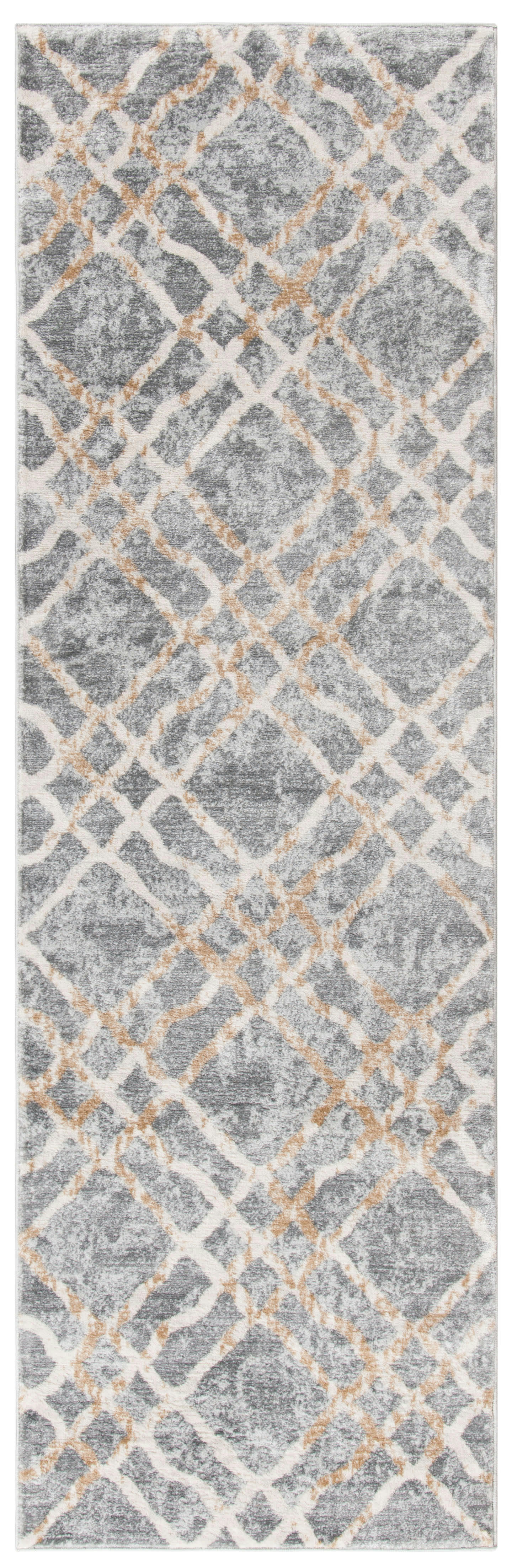 ISABELLA - Tapis de salon interieur en argent & ivoire, 66 x 213 cm