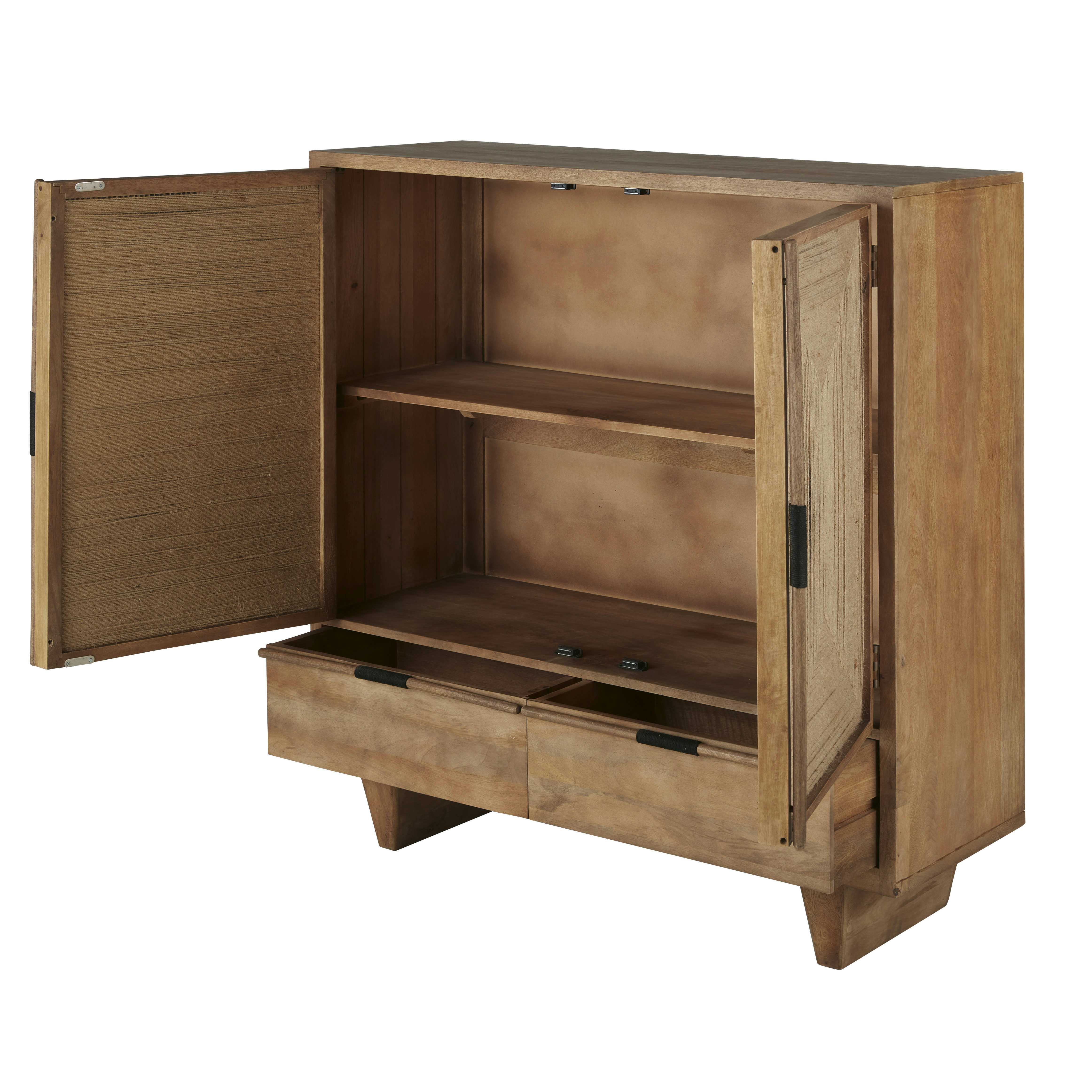 Melinde - Cabinet de rangement 2 portes en jute 2 tiroirs