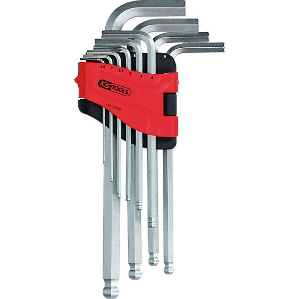KS Tools - 151.5000 - Jeu de clés mâles coudées à six pans creux et tête sphérique, longues, 10 pcs.