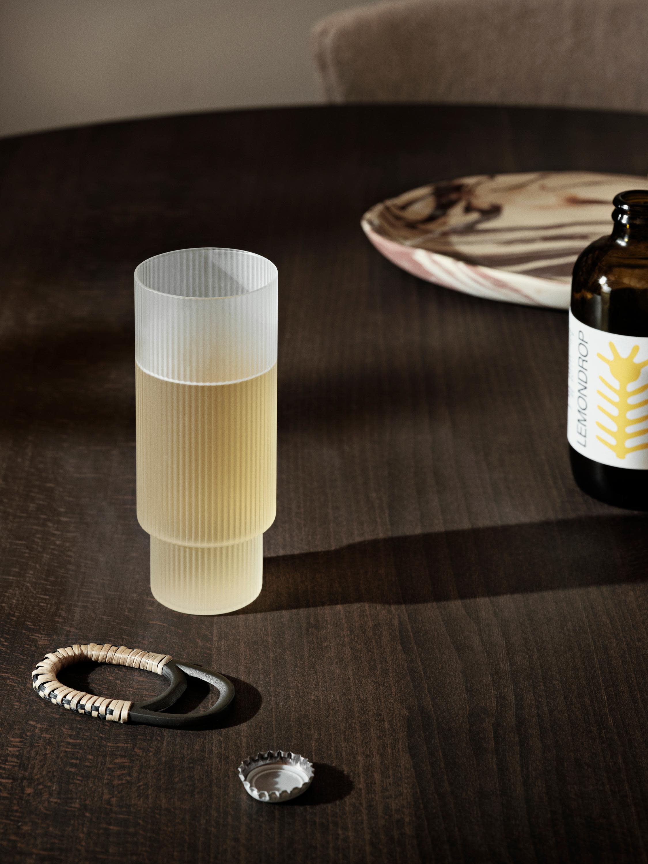 Mundgeblasene Longdrinkgläser Ripple mit Rillenrelief, 4er-Set