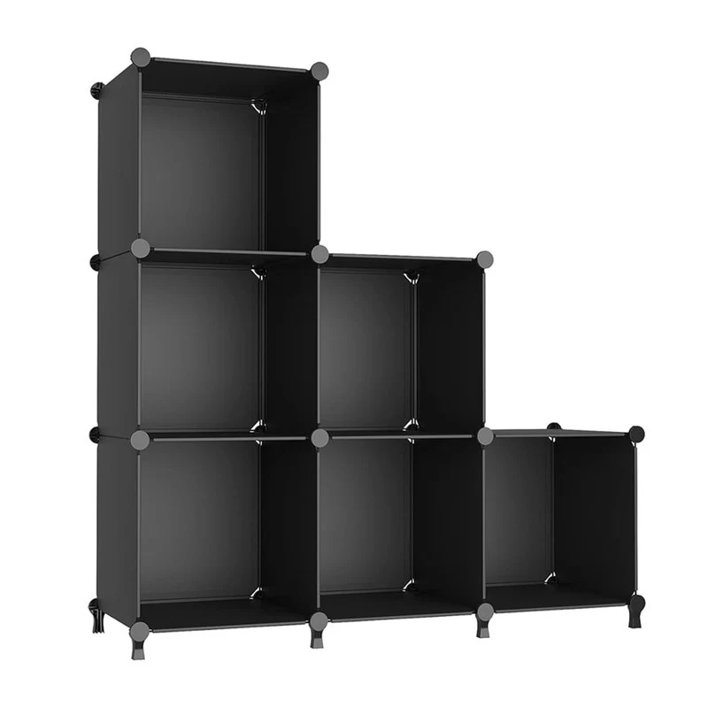 6-Cube Stackable Shoe Rack Organizer DIY Plastic Shoe Storage Cabinet for Closet & Entryway