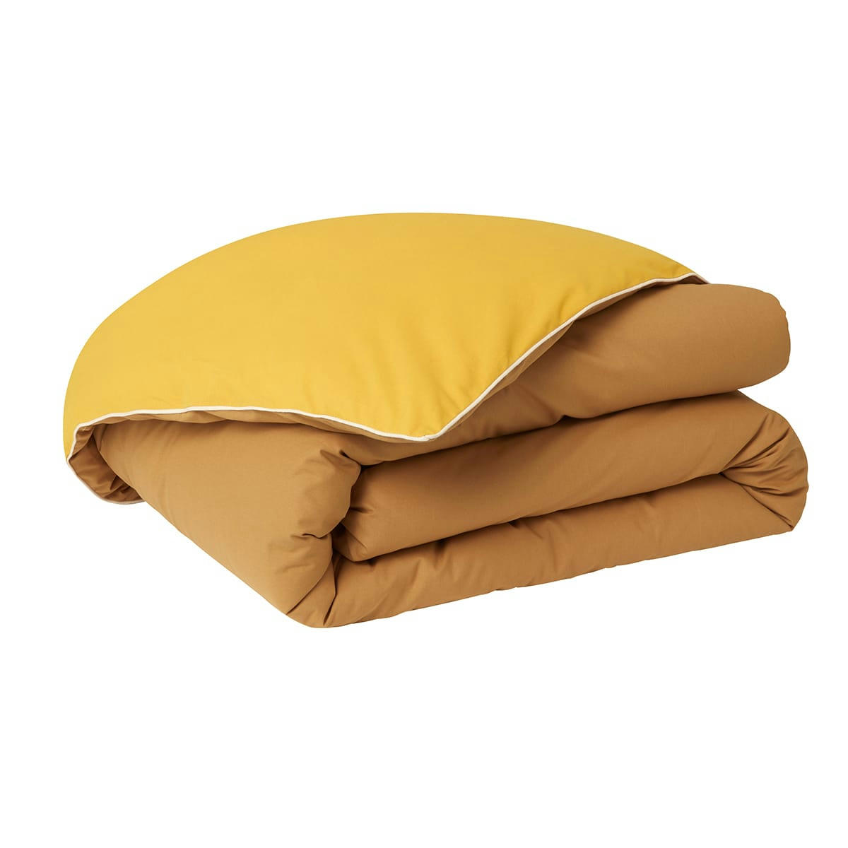 BONS JOURS - Housse de couette bicolore en coton jaune 200x200