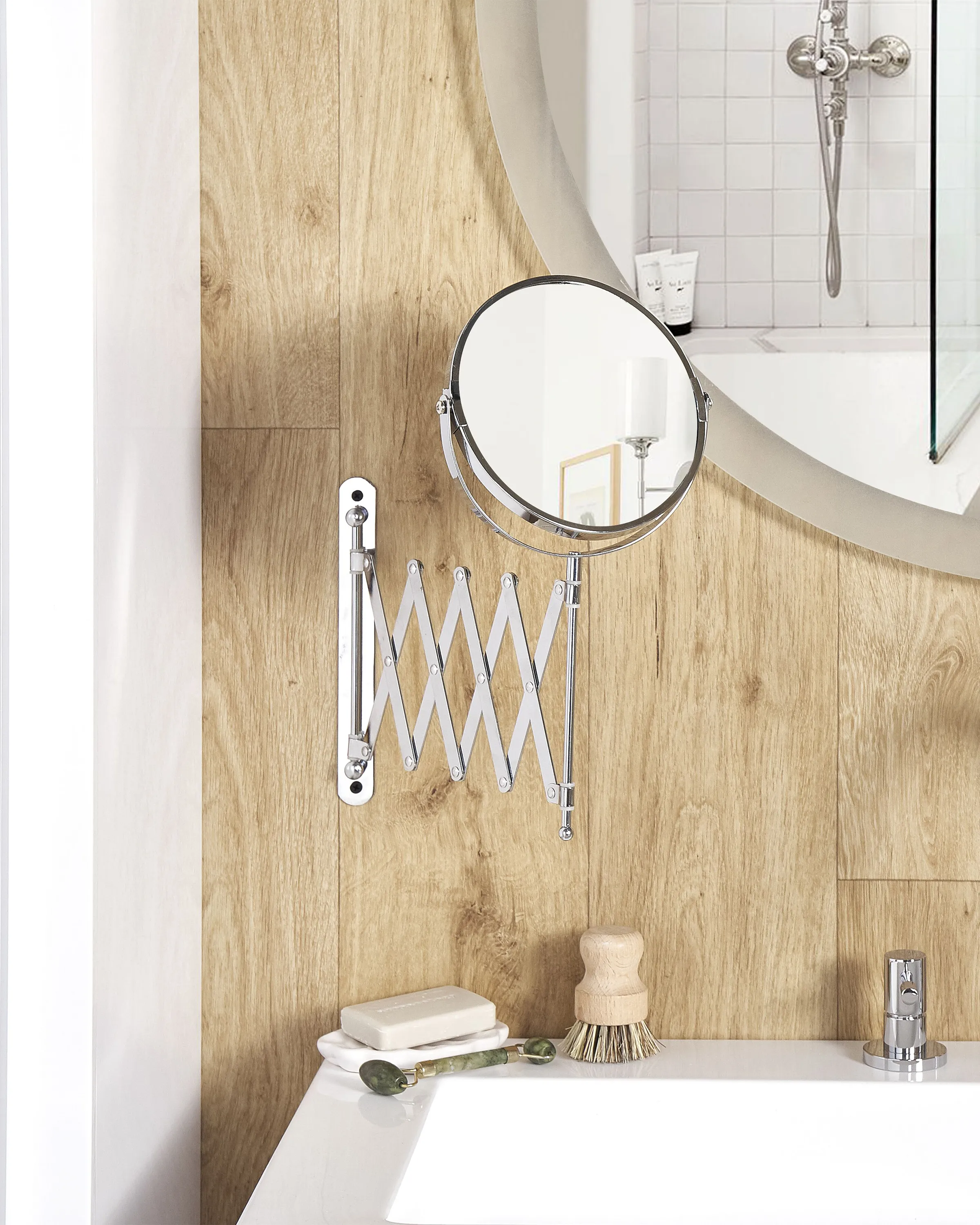 Extending Wall Makeup Mirror YVELINES 57 cm 36 cm Metal Silver