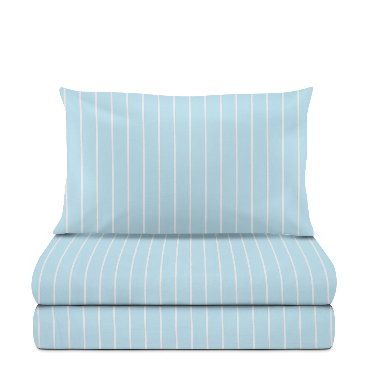 Completo letto 1 piazza e mezza policotone righe azzurro