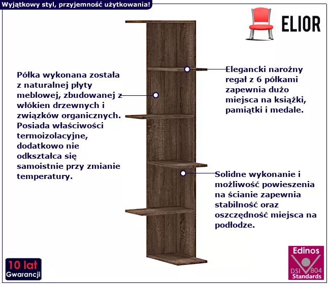 Elegancka półka ściennadąb - Orvon