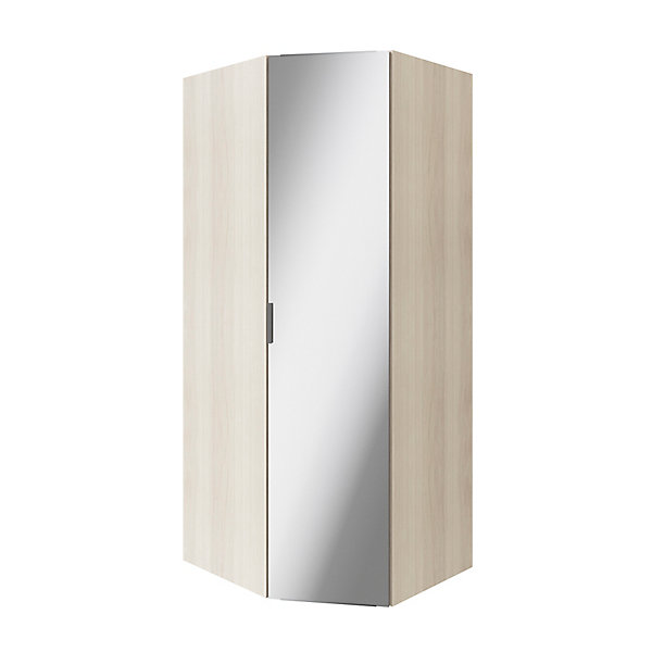 Armoire penderie d'angle effet chêne avec porte battante miroir GoodHome Atomia H. 225 x L. 100 x P. 89 cm