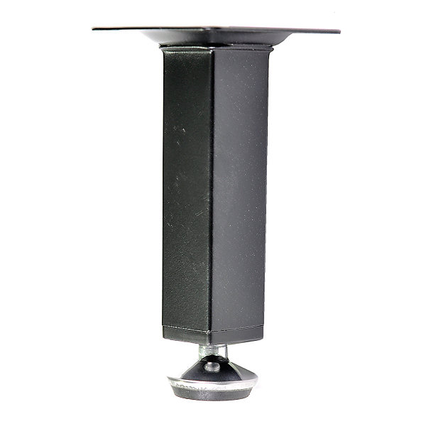 4 un. Pied carré pour meuble en acier 25x25mm hauteur 150mm peinture noire avec régulateur de nivellement 15-25mm