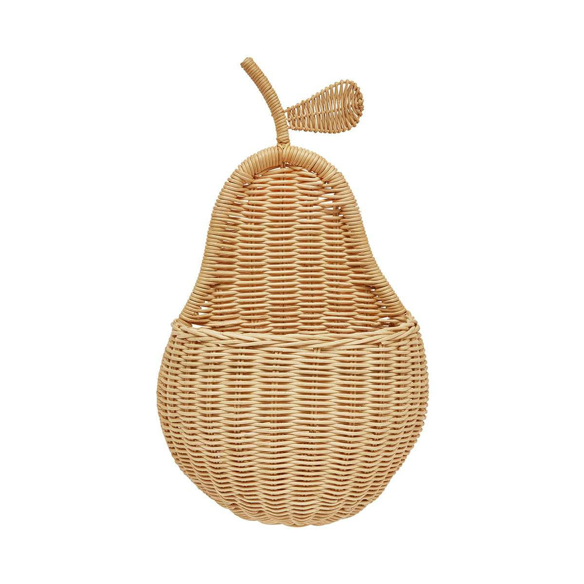 PEAR - Panier mural marron en rotin H41x31x16cm
