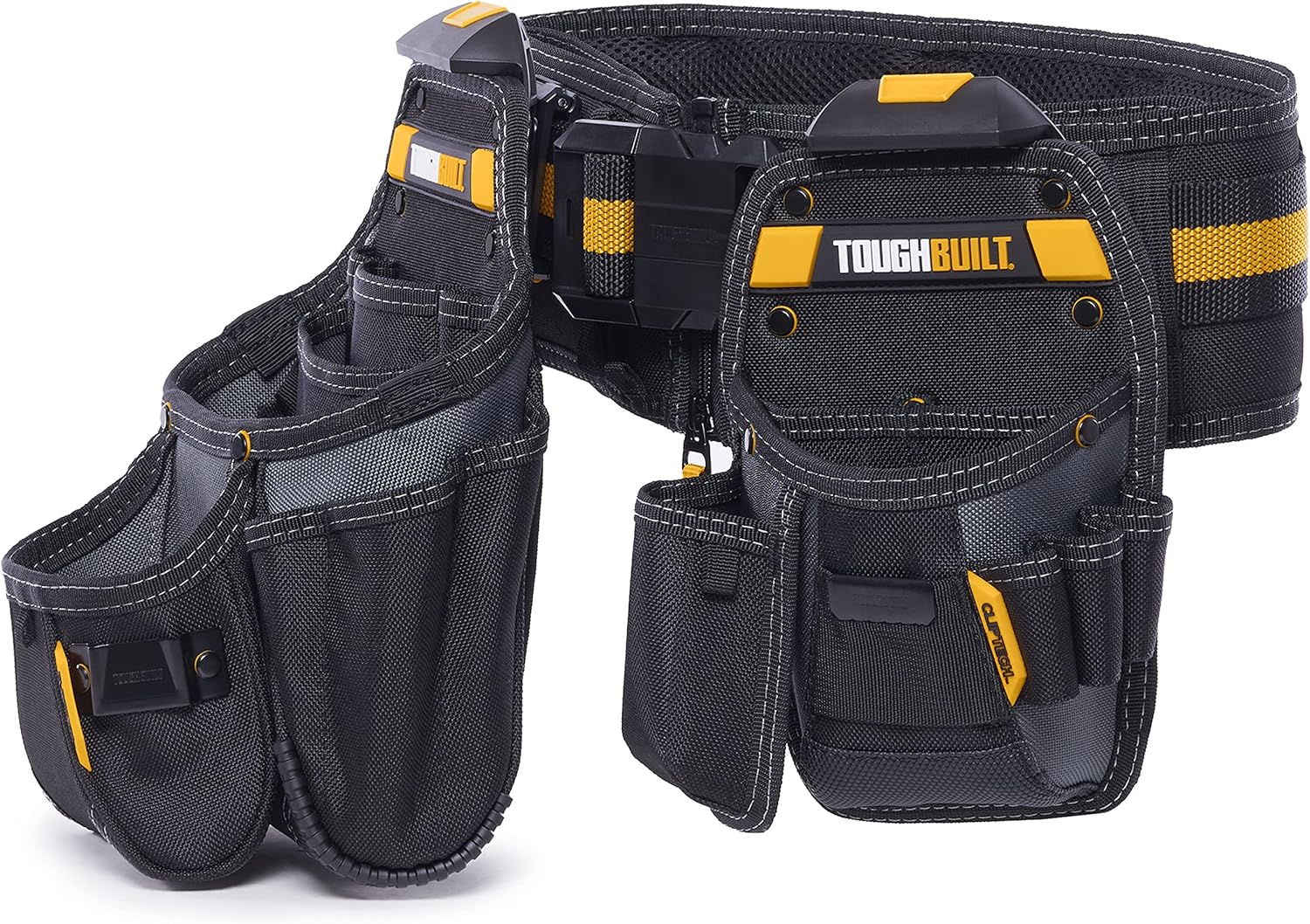 ToughBuilt ClipTech Series – 3-Piece Handyman Tool Belt Set, Modular ClipTech™ System with 2 Rugged Pouches & Heavy-Duty Padded Belt, 1680D Reinforced Construction (TB-CT-111-CP)