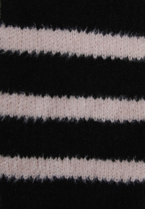 Womens Black Stripe Skinny Knit Scarf