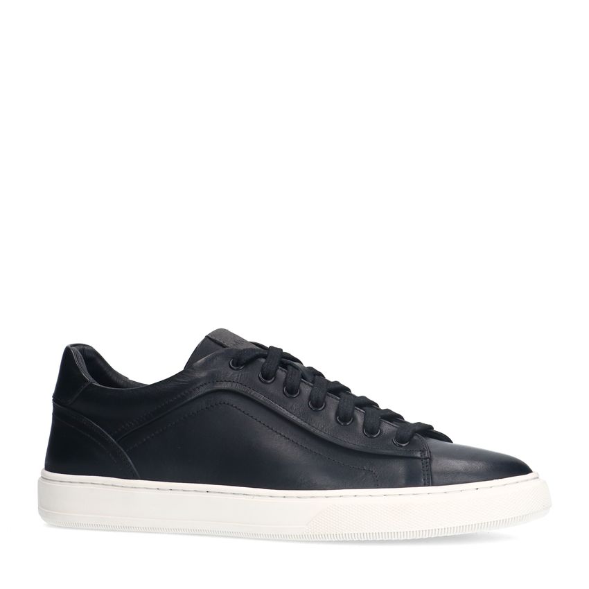 Manfield Zwarte leren sneakers