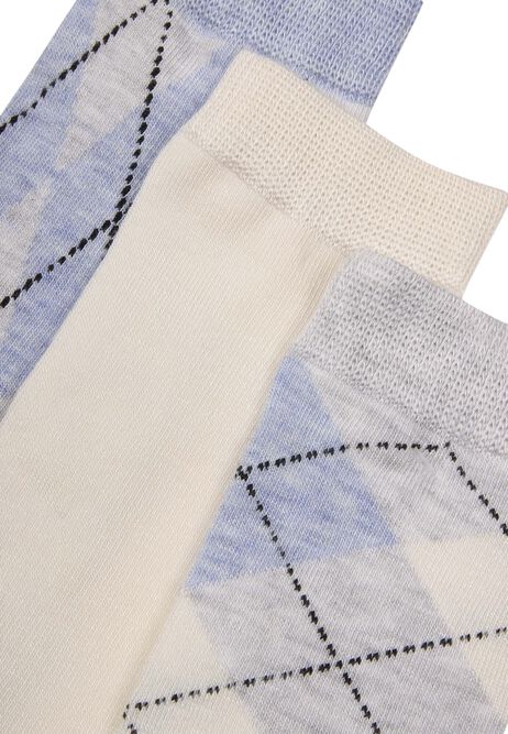 Womens 3pk Grey Argyle Super Soft Ankle Socks