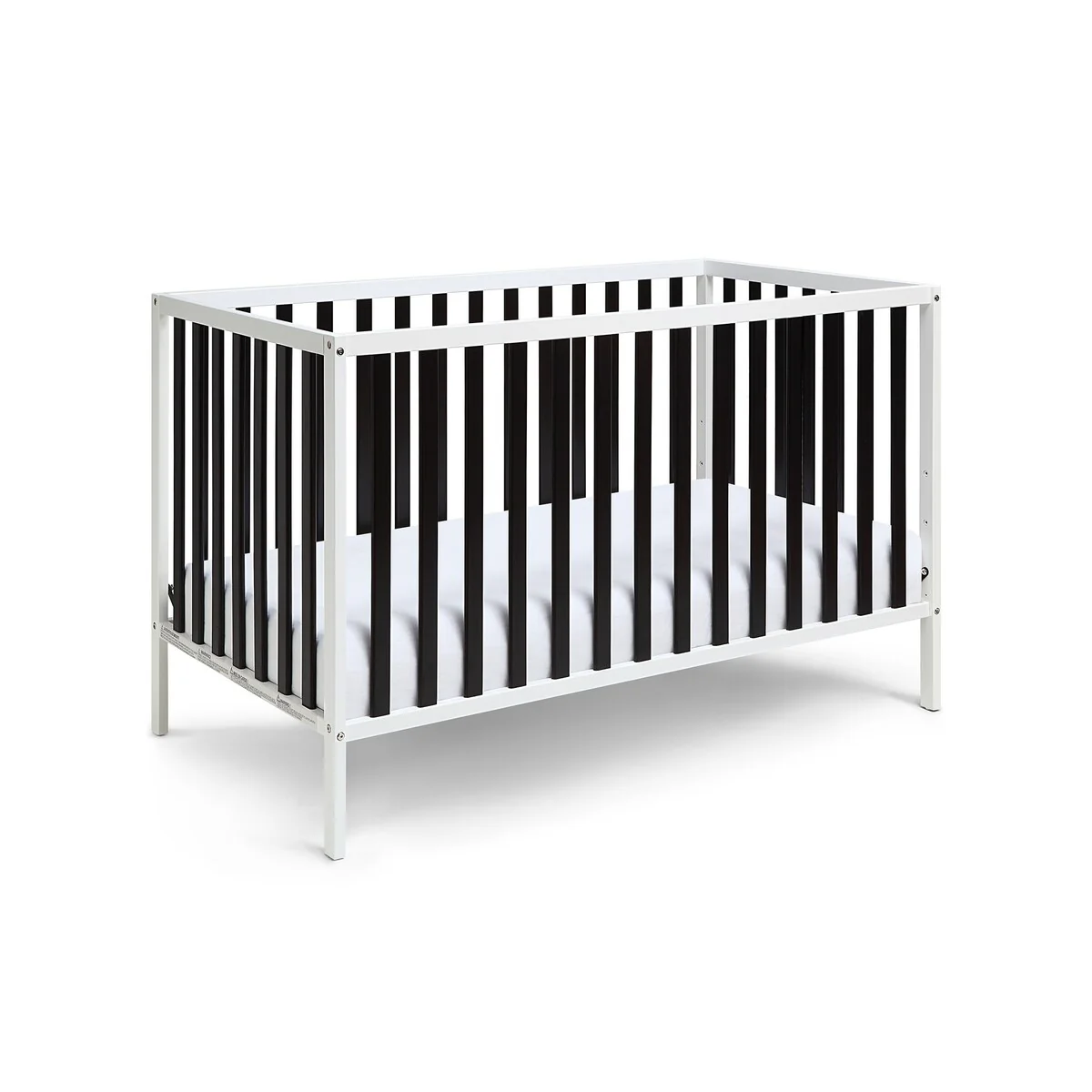 HomeRoots Black and White Solid and Manufactured Wood Standard Three In One Convertible Crib - 53.5