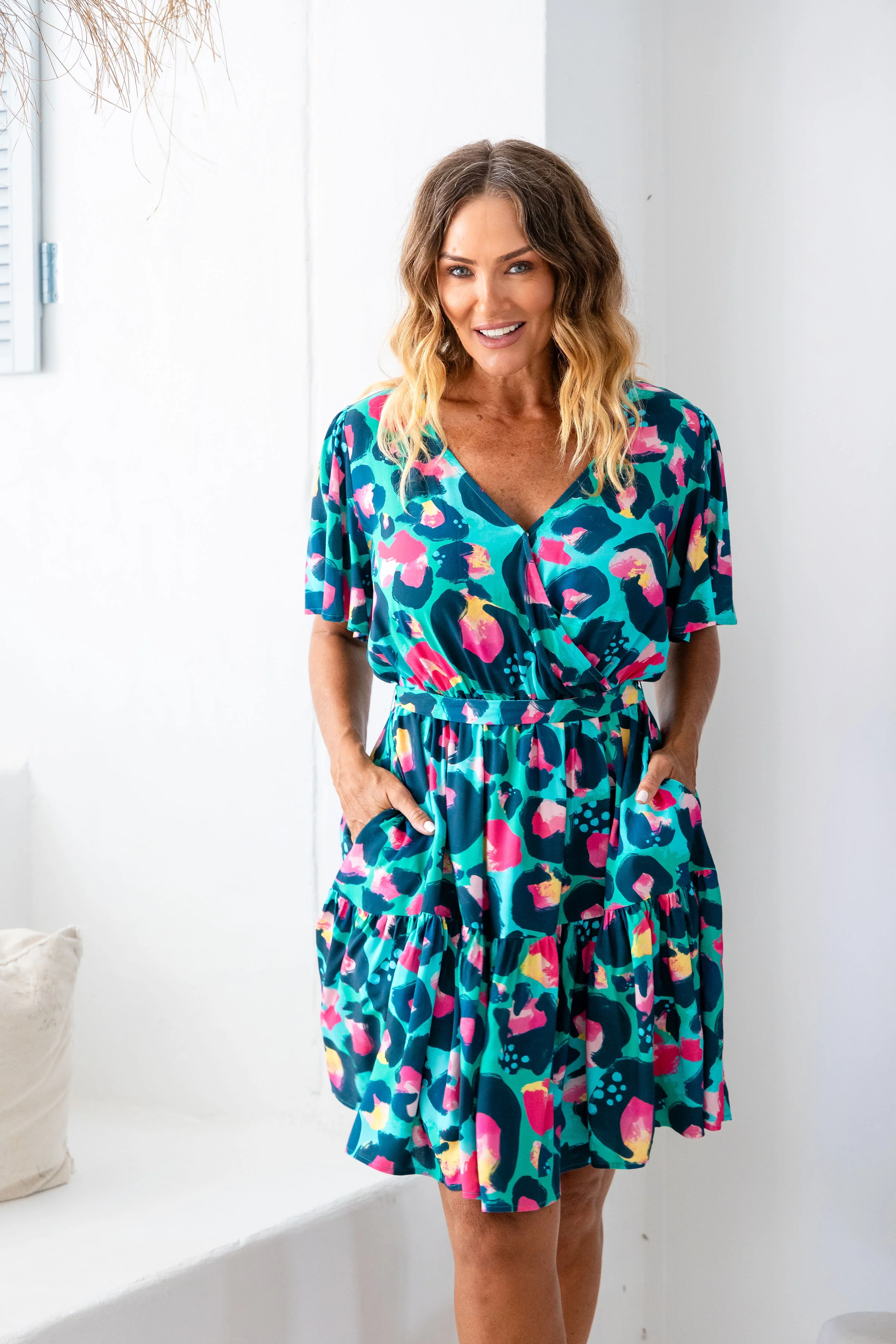 Deni Dress in Green Leopard by Kasey Rainbow