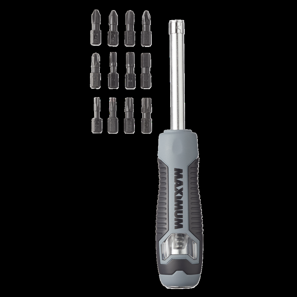 Maximum 13-pc Screwdriver with Impact Ready Bits, S2 Steel
