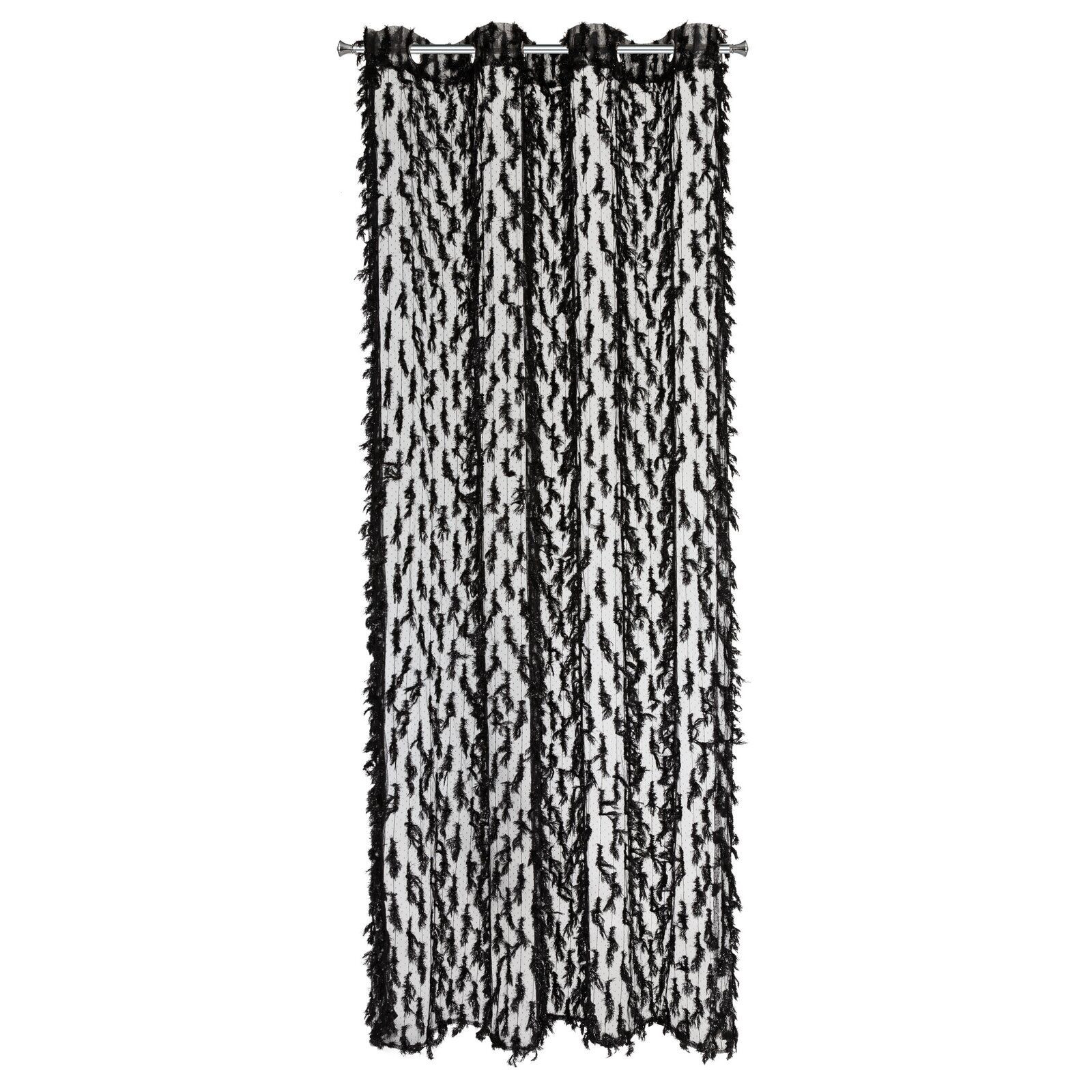 Zasłona Victoria 140x250 cm czarna przelotki z frędzlami elegancka