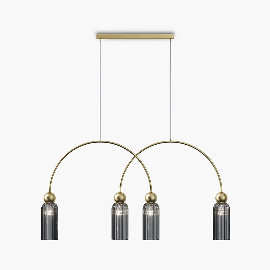 Suspension moderne double arche - verre gris fumé SOLANA