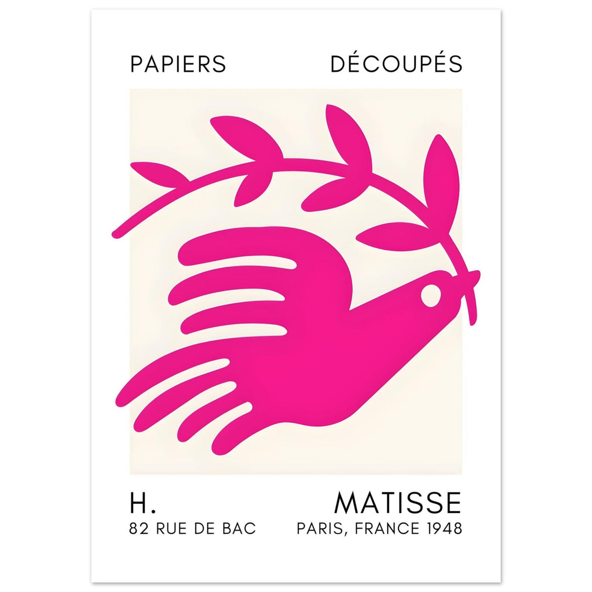Artfulprints Poster Matisse - Peace dove pink  - 50x70 cm - Roze