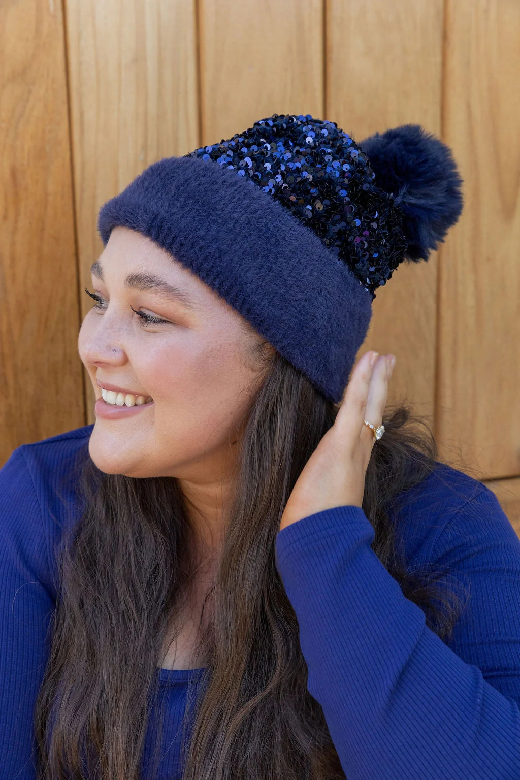 Glitzy Beanie in Navy