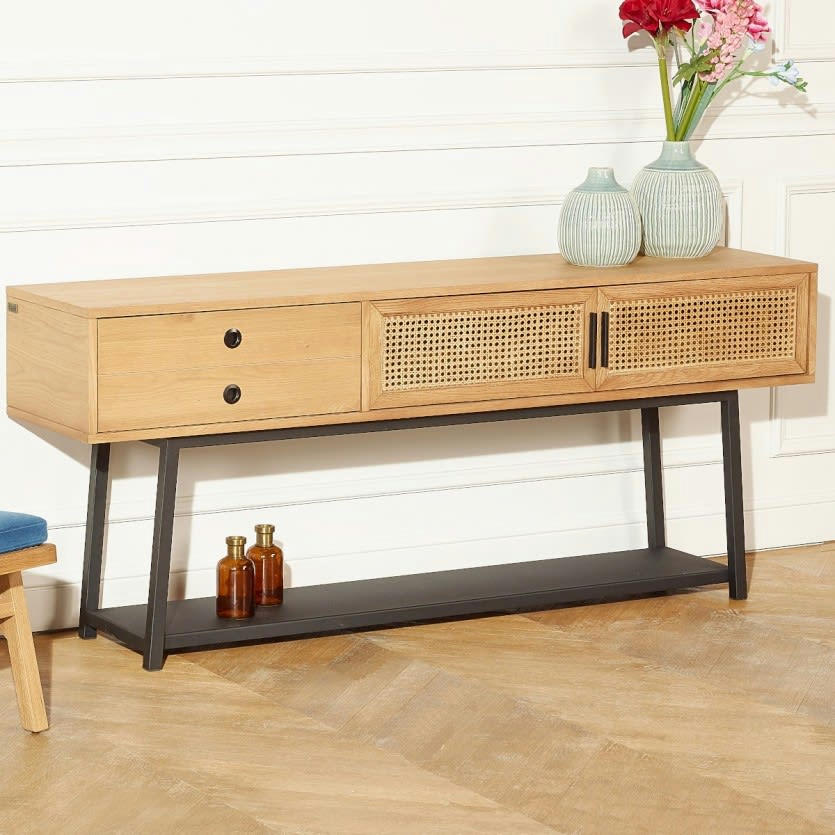 LALALA - Console chêne clair et cannage