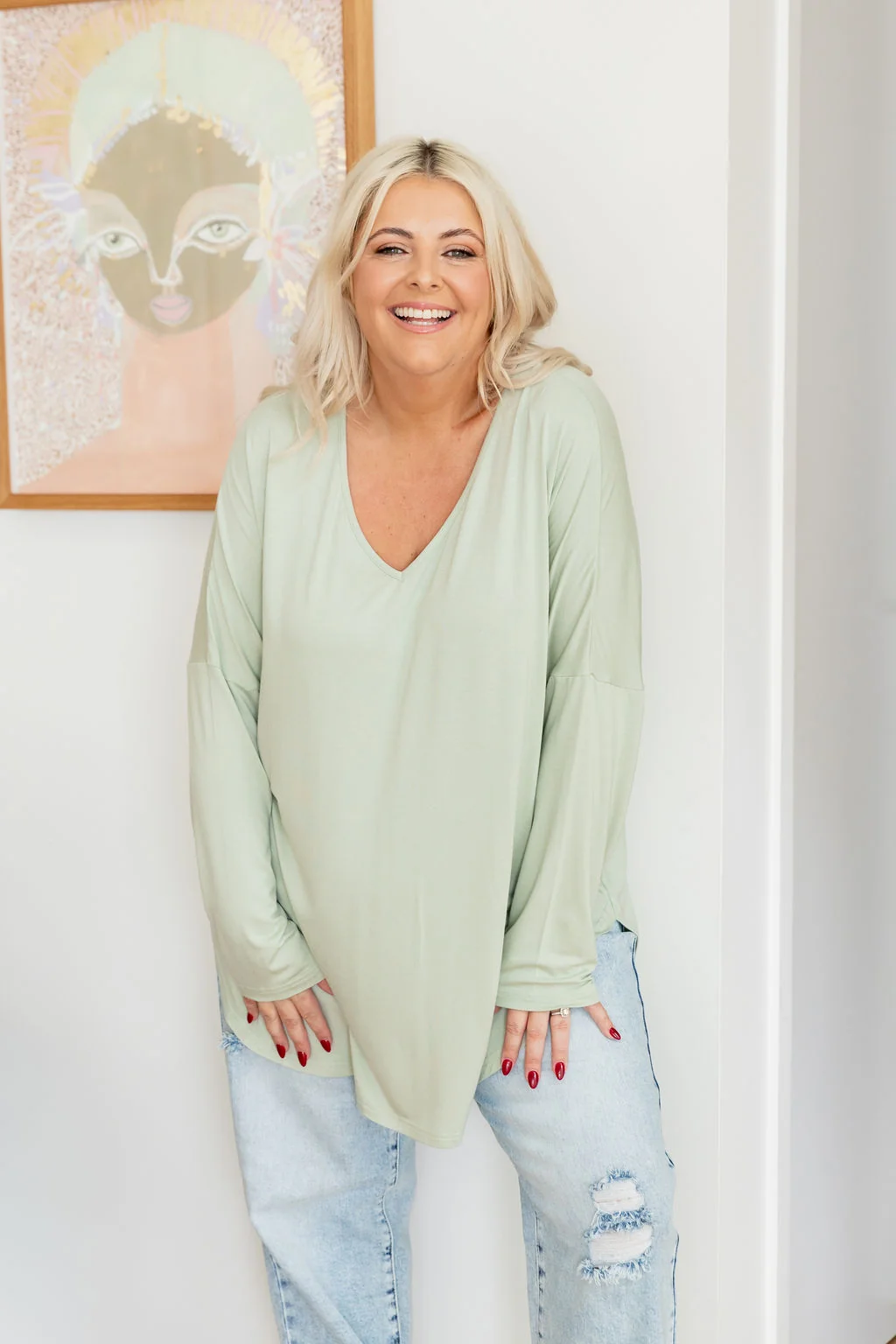 Jasper Jersey Top in Sage