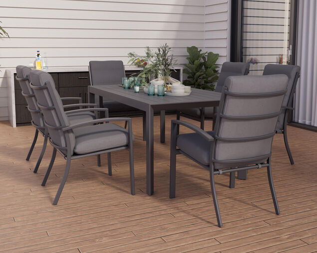 Jette 6 Seater Dining Bundle - Gunmetal Grey