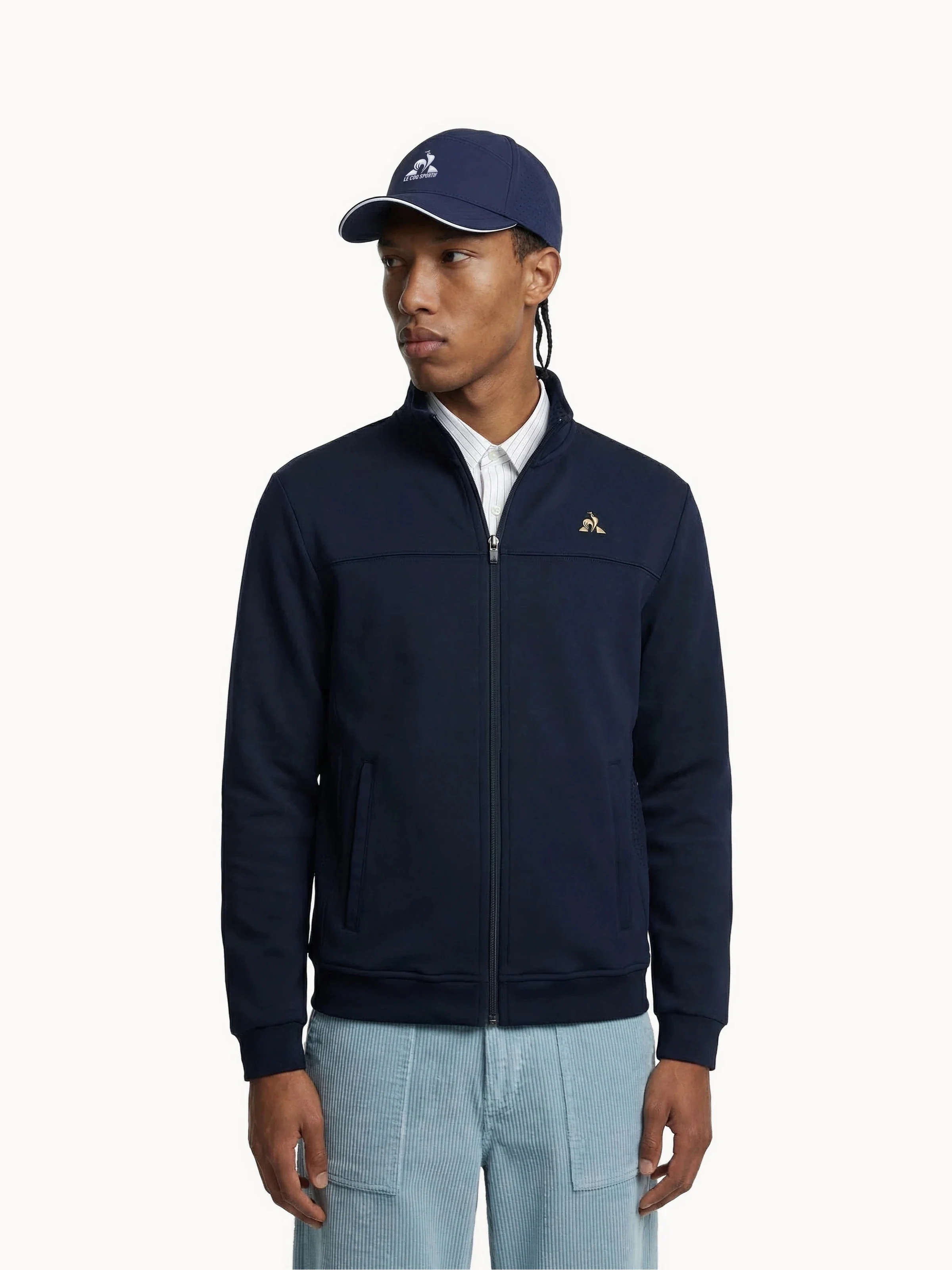 Veste zippée Coq d'or double face avec empiècements texturés