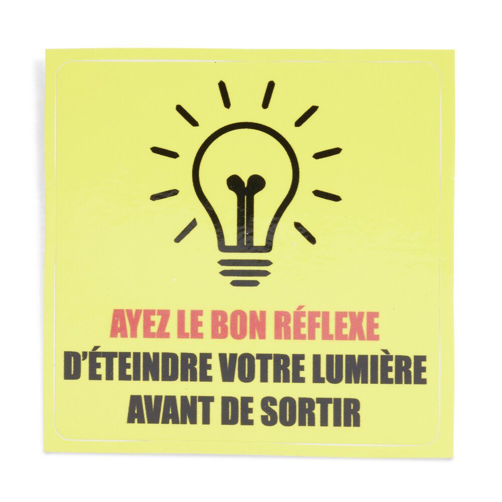 Signalétique adhésive "Bon réflexe lumière" - 8x8 cm