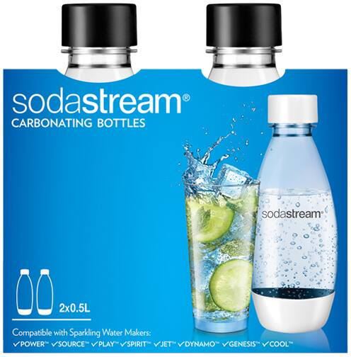 SodaStream Fuse Carbonating Bottles, BPA-Free, Black, 0.5L, 2-pk