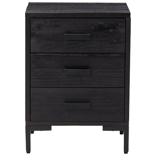 NNEVL Bedside Cabinet Black 40x30x55 cm Solid Pinewood