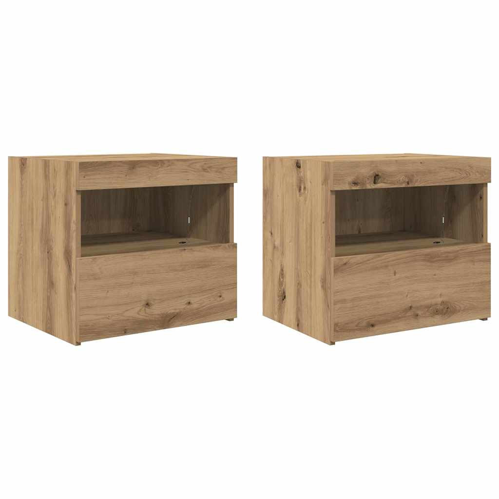 2x Szafka Nocna Brąz Komoda Stolik Półka Nocna Do Sypialni 50 x 40 x 45 cm