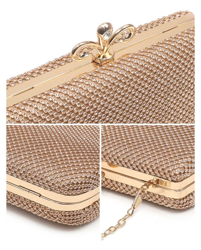 JFY Metal Clasp Double-Side Diamante Bag