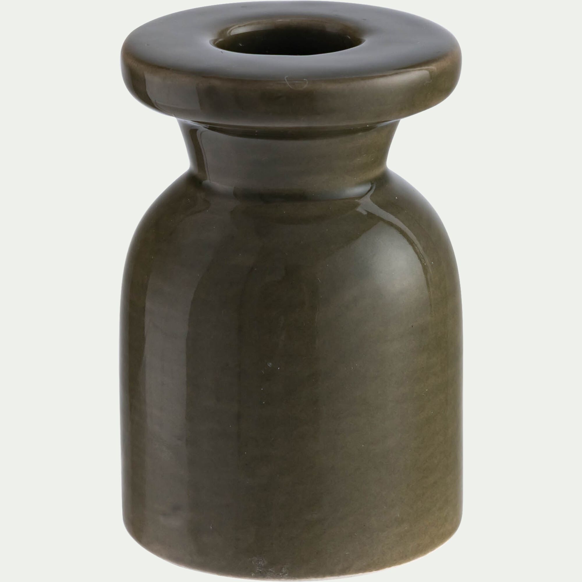 LINEO - Bougeoir en céramique D5,5xH8,5cm - vert cèdre