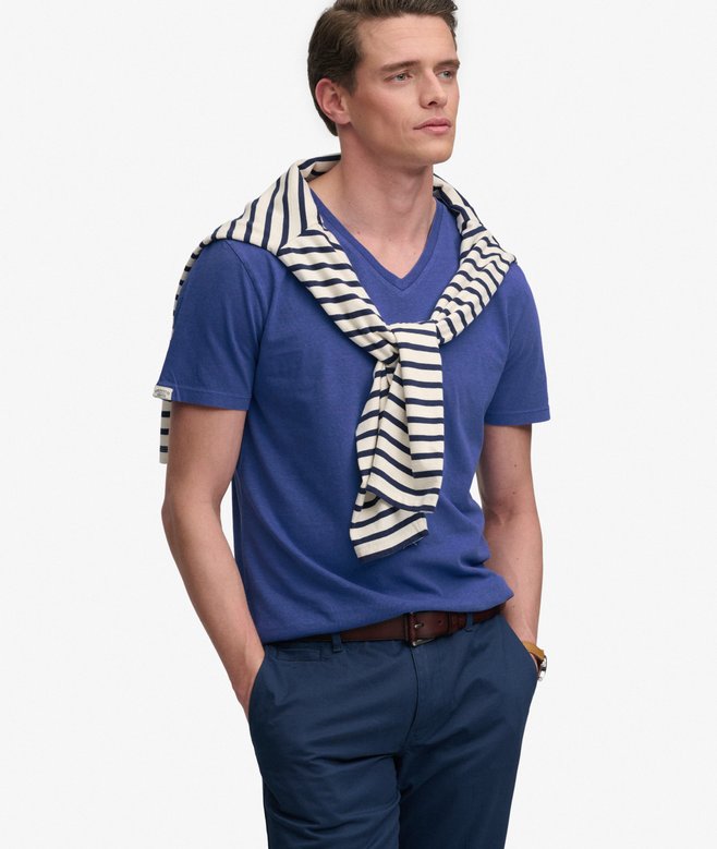 Classic Cotton Linen V-Neckline T-Shirt