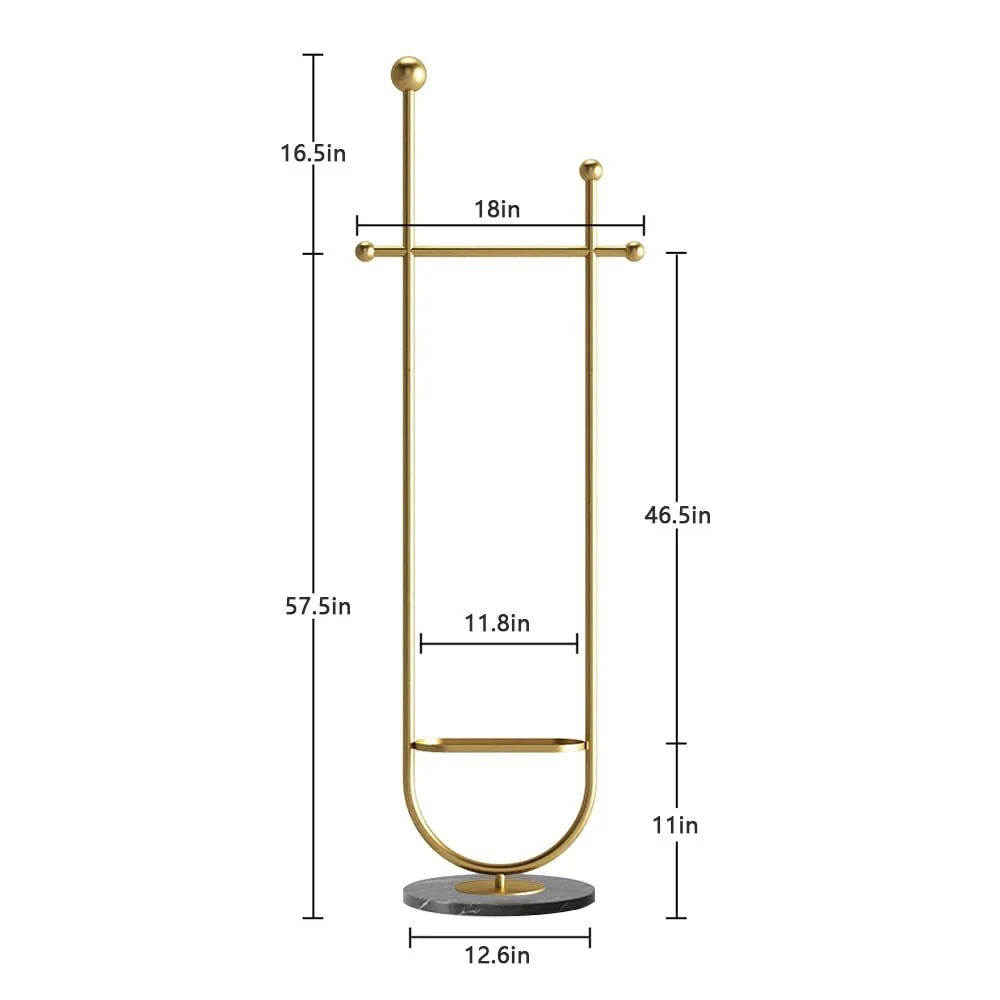 Gold Clothing Rack, with Marble Base of Multifunctional Bedroom Clothes Standing Coat Rack,Movable Heavy-Duty Garment Rack Stand
