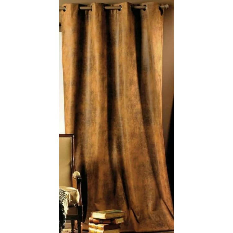 - Rideau aspect faux cuir usé marron polyester 140x260cm
