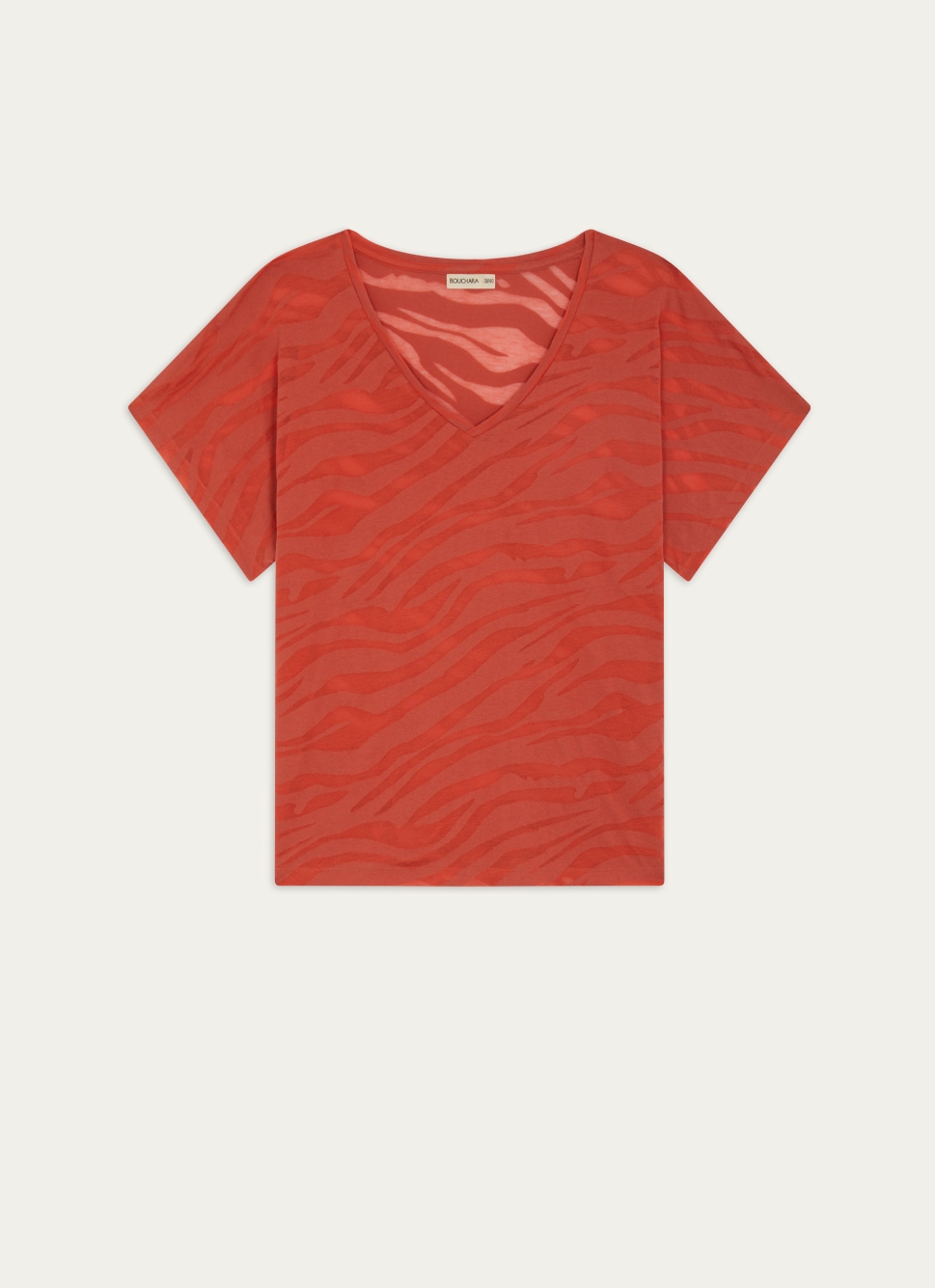 TEE-SHIRT MANCHES COURTES à ENCOLURE V EN COTON OCRE