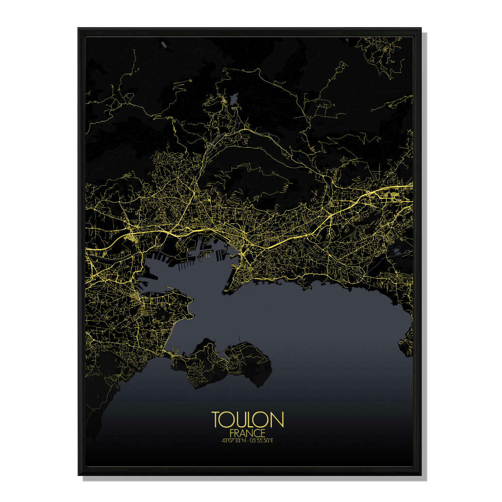 - Affiche Toulon Carte Nuit 40x50