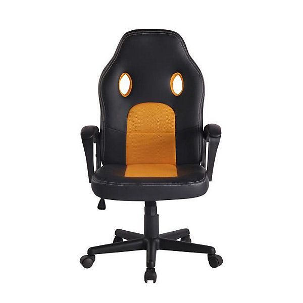 Chaise de bureau CLP Elbing similicuir jaune noir réglable
