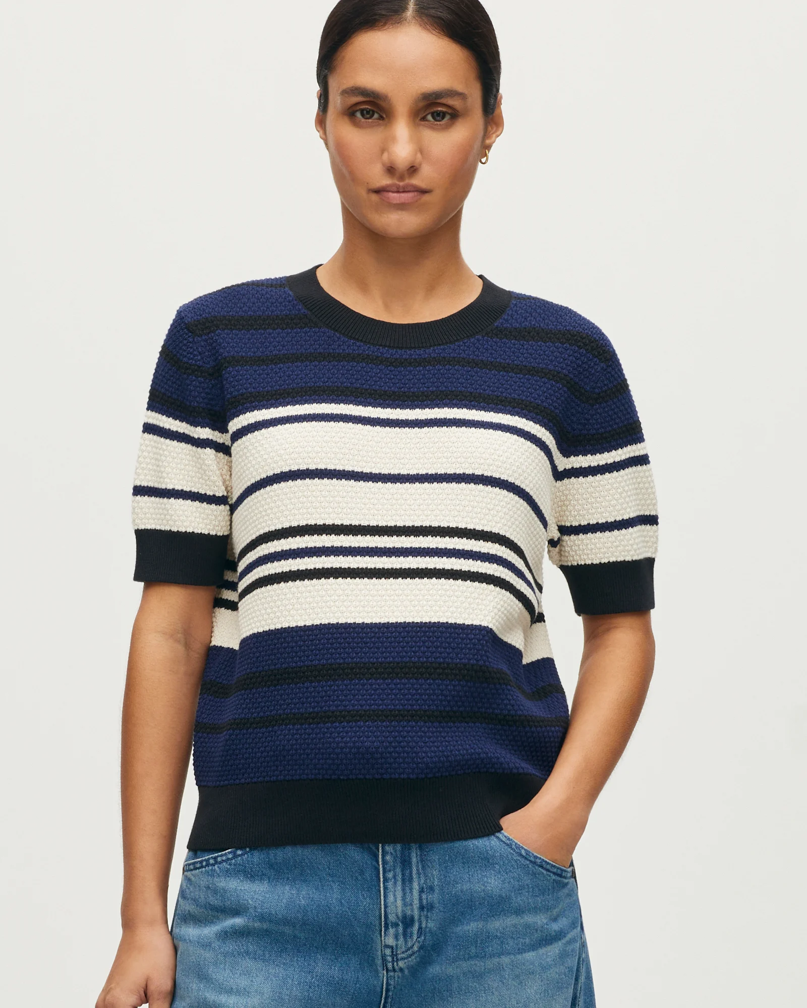 Pull à manches courtes en coton