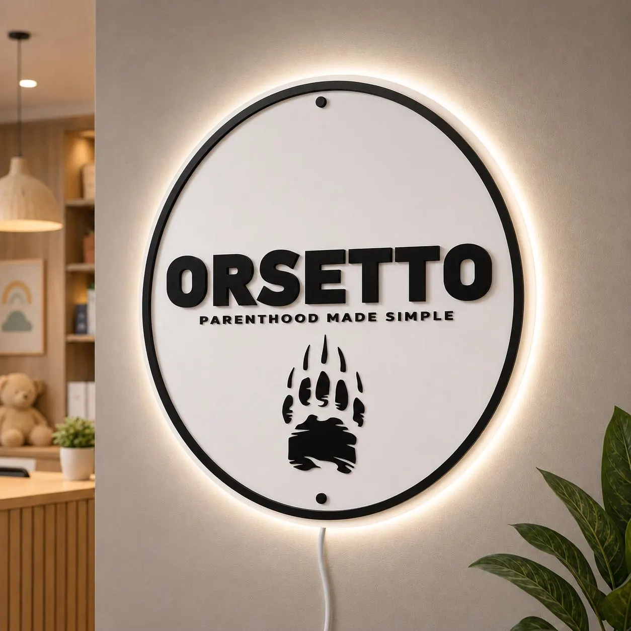 Custom LED Backlit Business Logo Sign | Round Acrylic Light Up Sign, Salon, Spa & Office Reception Wall Decor