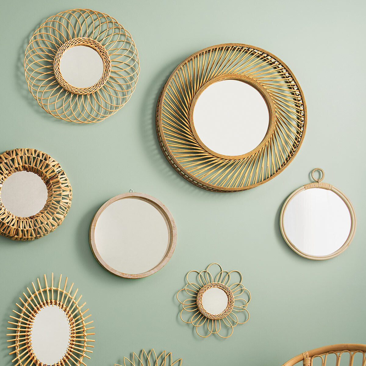 Mirror"Carolina" Rattan, D.38 cm
