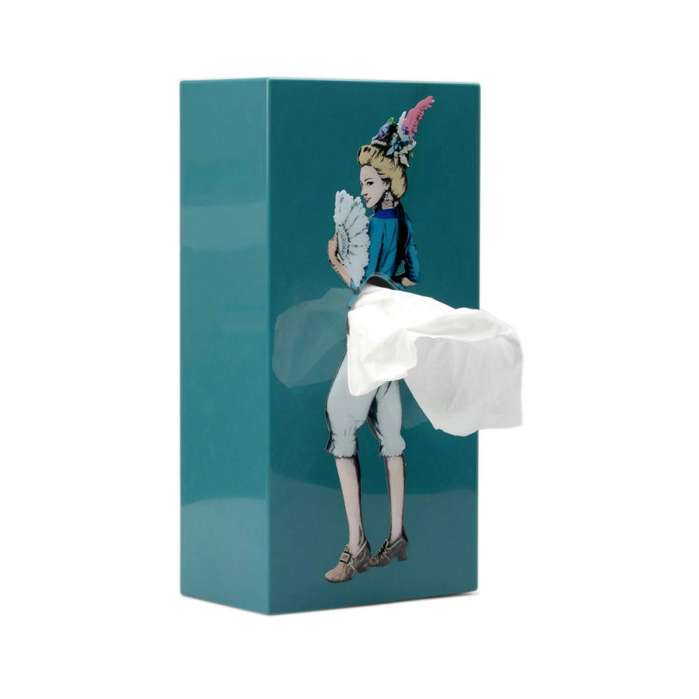 TISSUE UP - Boite à mouchoirs jupe bleu pétrole  25,5x13x7,8cm