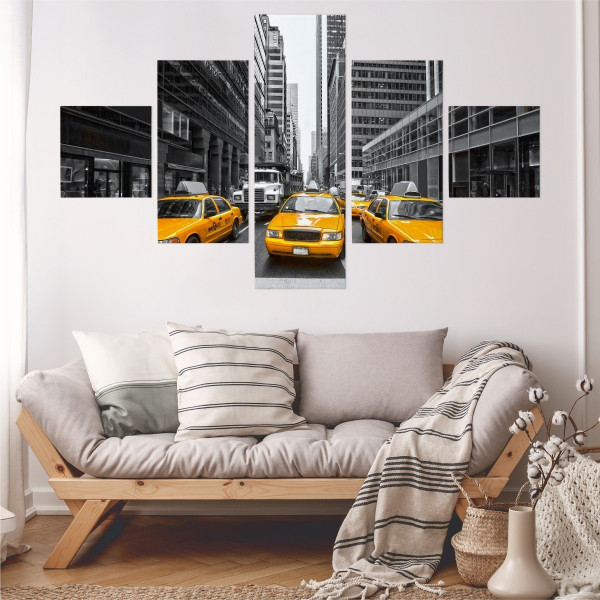 Obraz Wieloczęściowy Nowojorskie Ulice Taxi 3D 150x90cm
