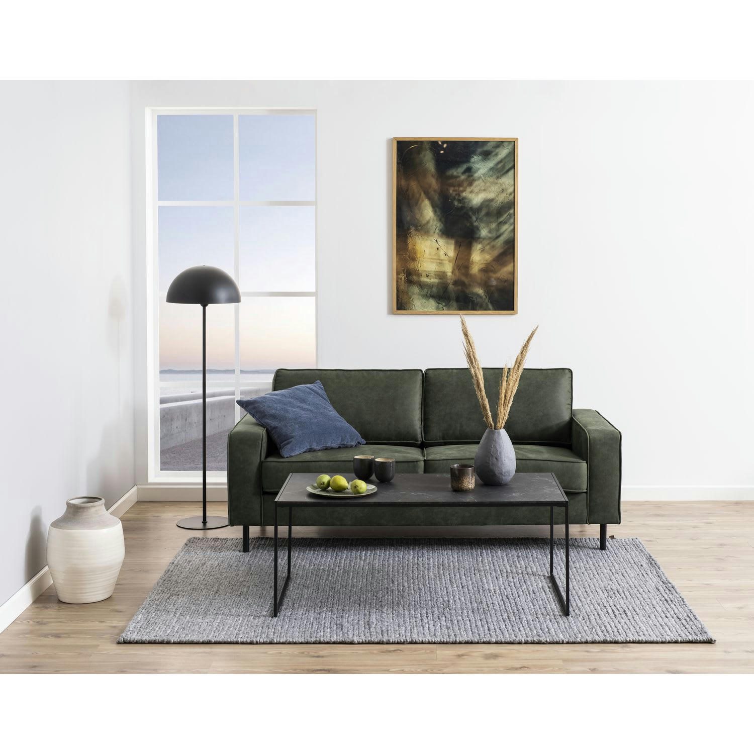 FÉLICE - Table basse rectangulaire en mélaminé et métal noir