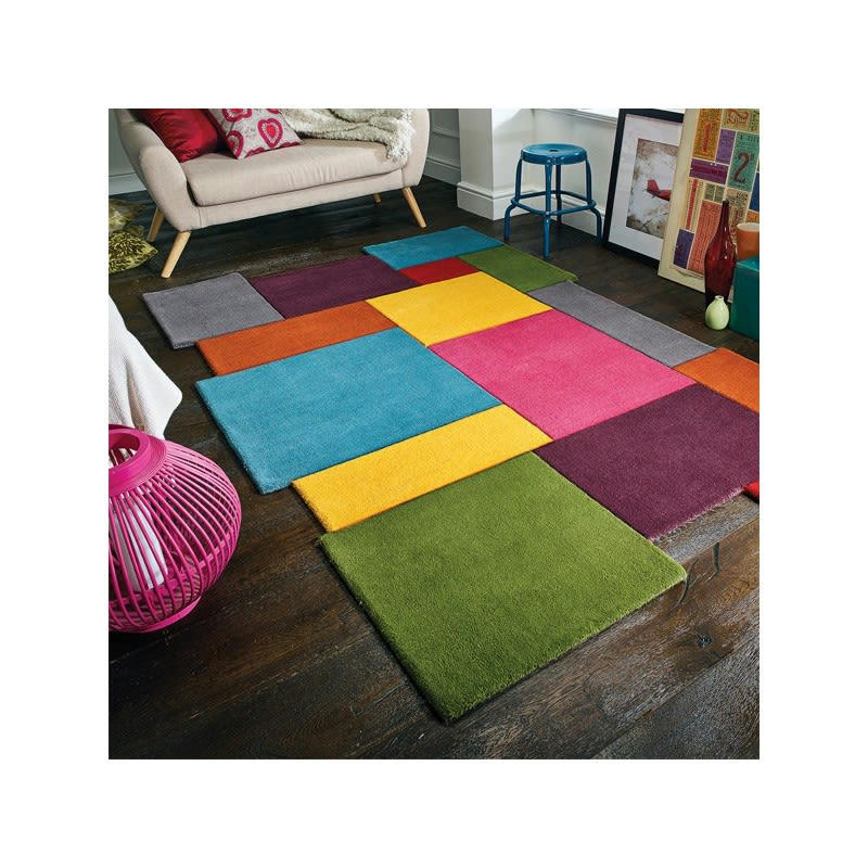 COLLAGE - Tapis Design déstructuré 100% laine Multicolore 200 x 290
