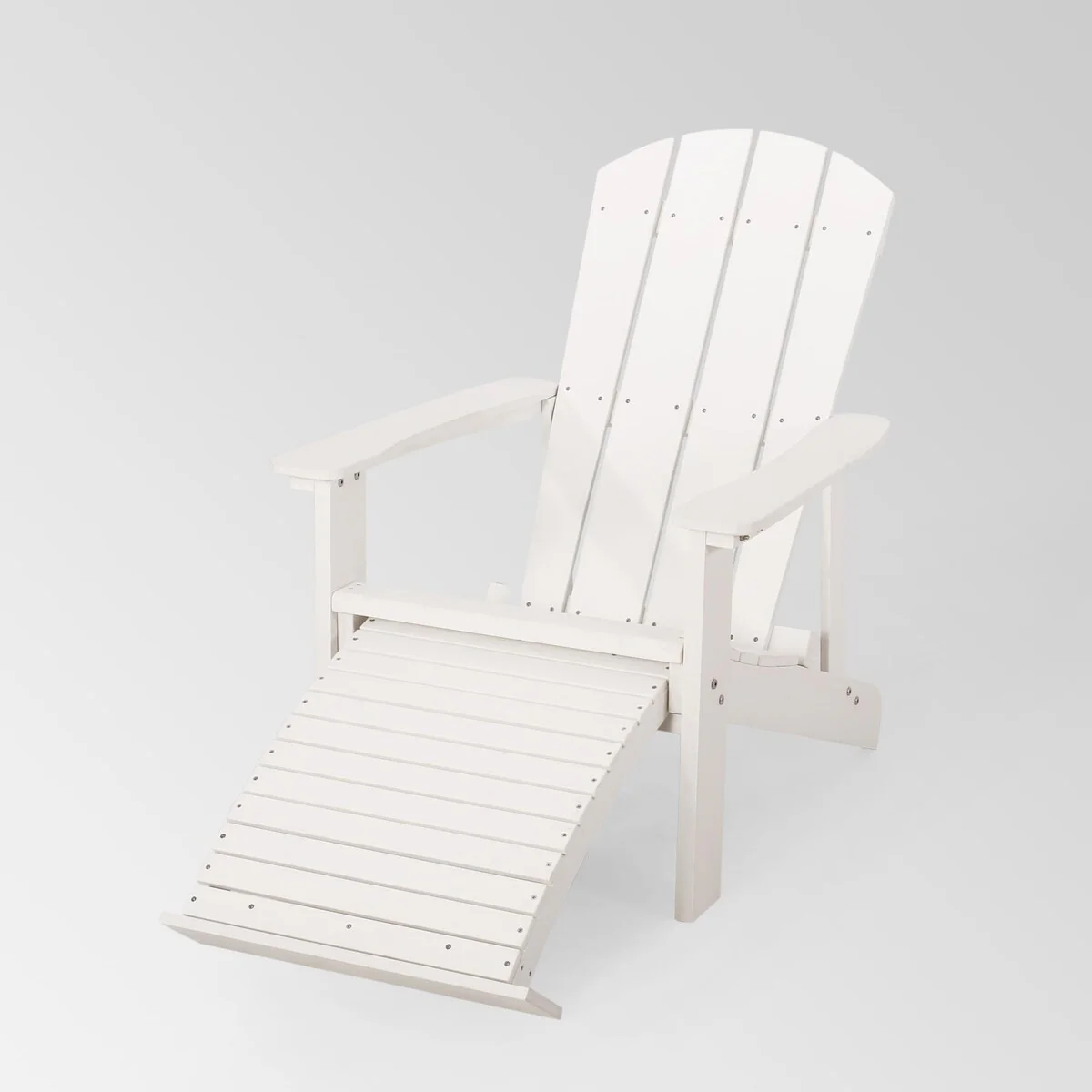 Contemporary Outdoor Wooden Retractable Ottoman Adirondack Lounge Chair