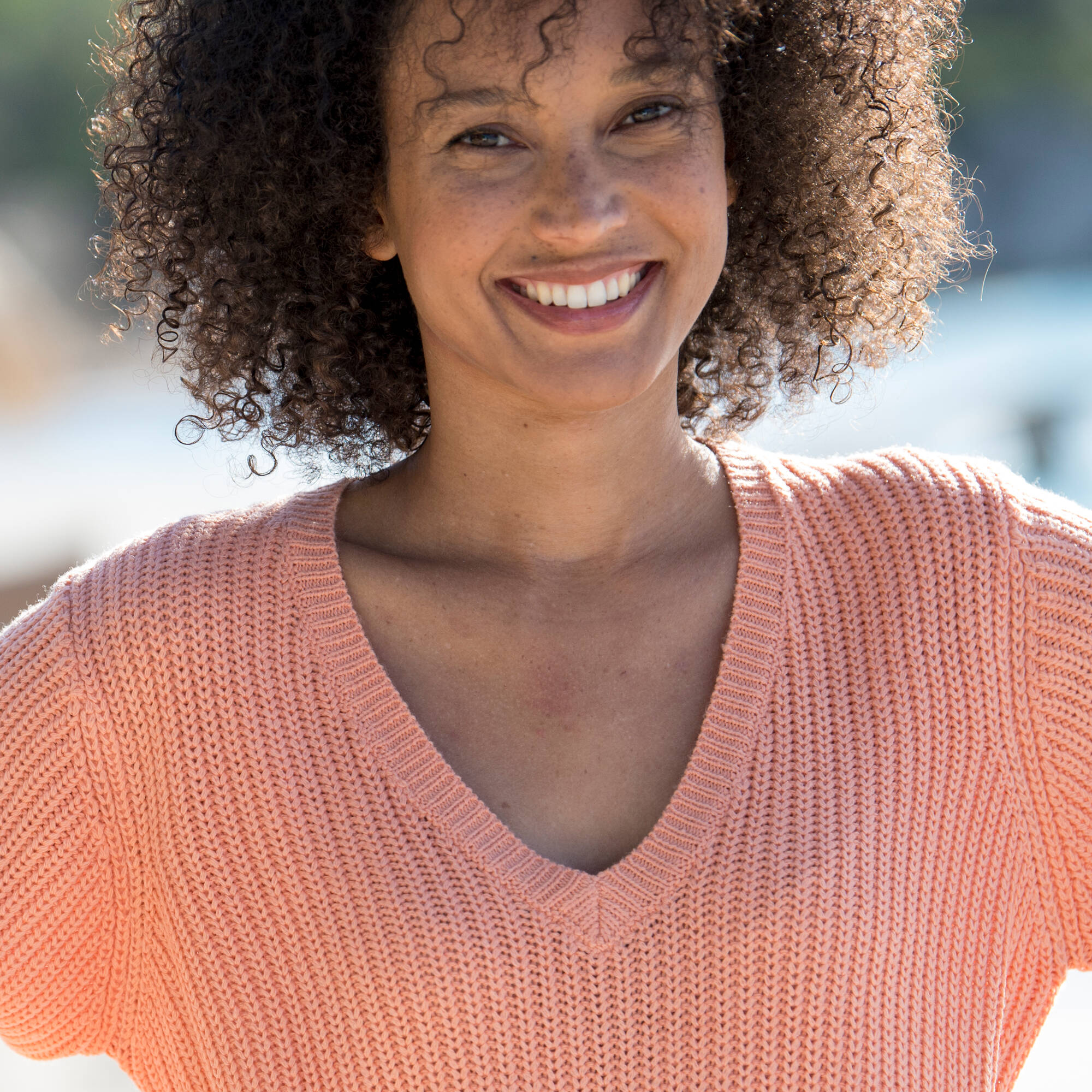 Pull tunique col V, maille anglaise