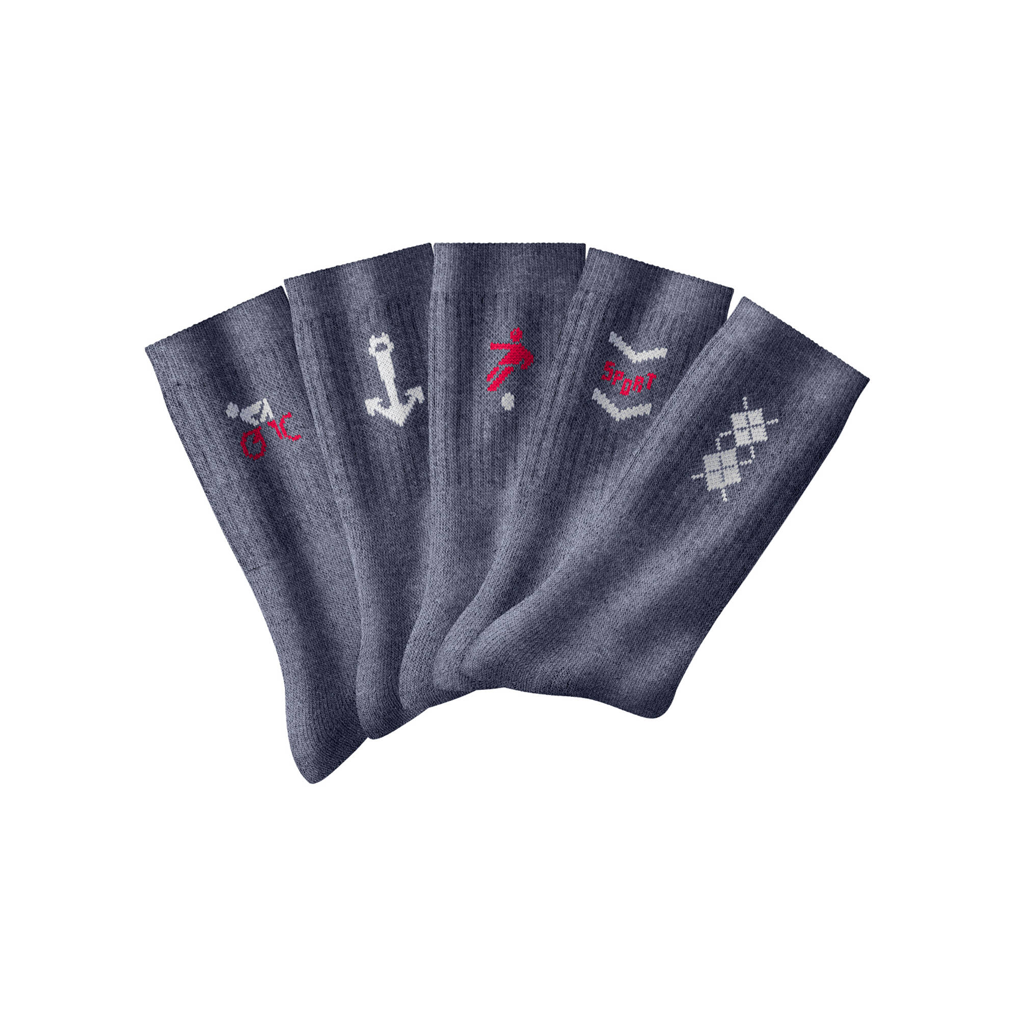 Mi-chaussettes motifs sport - lot de 10 paires