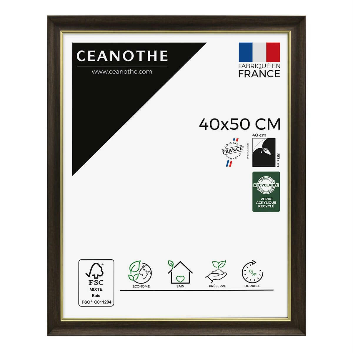 LUNA - Cadre photo ébène et doré 40x50 cm résine recyclée